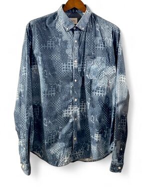 Vintage Serge Blanco French Designer Blue Patterned Shirt Size Men’s XXL